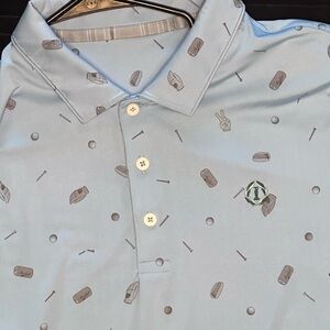 Puma Sky Blue Golf Polo with Unique Pattern